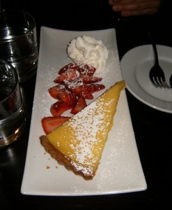 Maximiliano Restaurant Lemon Tart with Strawberries and Cream